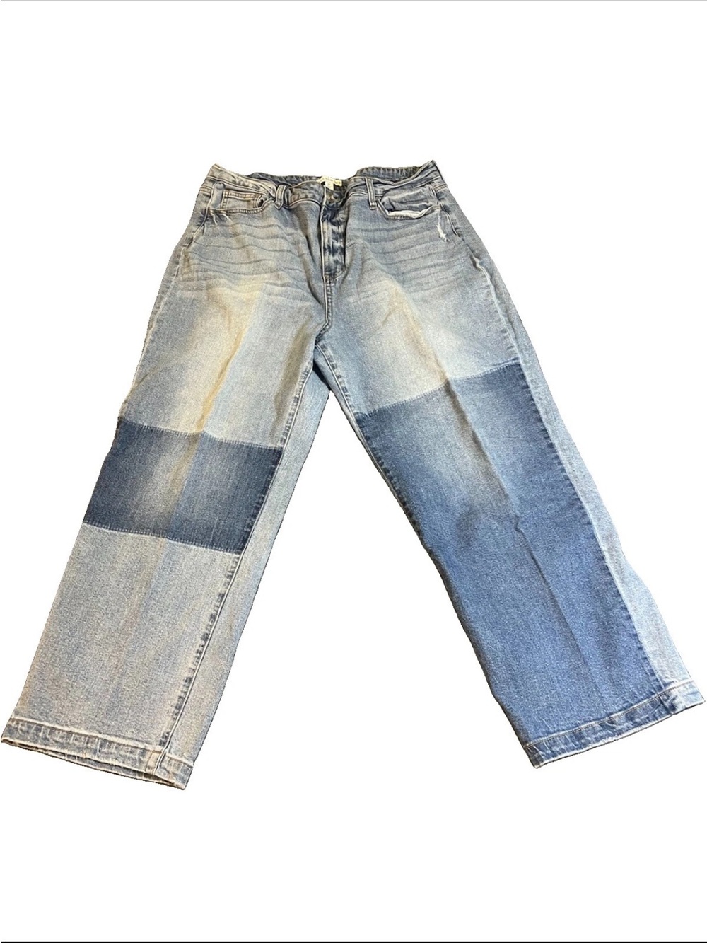 And Now This Womens Blue  Sz 18 Patchwork High Rise Wide Leg Jeans Two-Tone